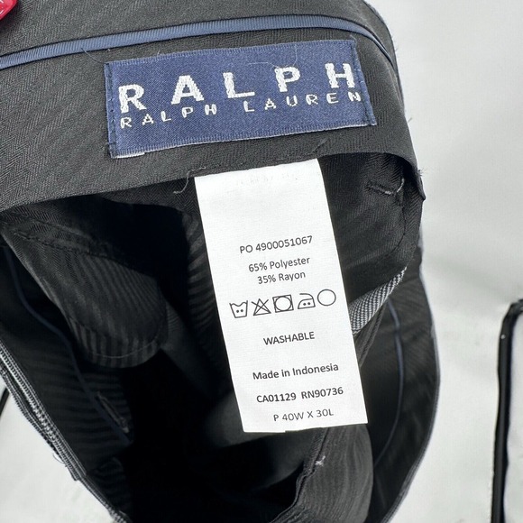 Ralph Lauren Plaid Dress Pants Mens 40x30 Gray Glen Plaid Formal Trousers Preppy - Picture 7 of 8